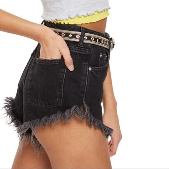 Topshop Moto Kiri Shorts in Washed Black Size 6 - Picture 7 of 12